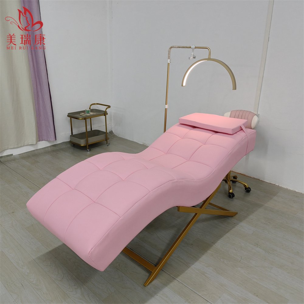 Luxury Pink Eyelash Lash esthetician Extension Bed Pink Curved Eyebrow Lashista Beauty Salon Chairs Aesthetic Care Table