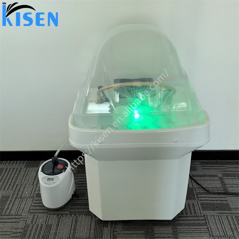 KISEN Professional Hair Washing Portable White Shampoo Sink Bowl With Spa Head Water Circulation Therapy And 60l Water Storage