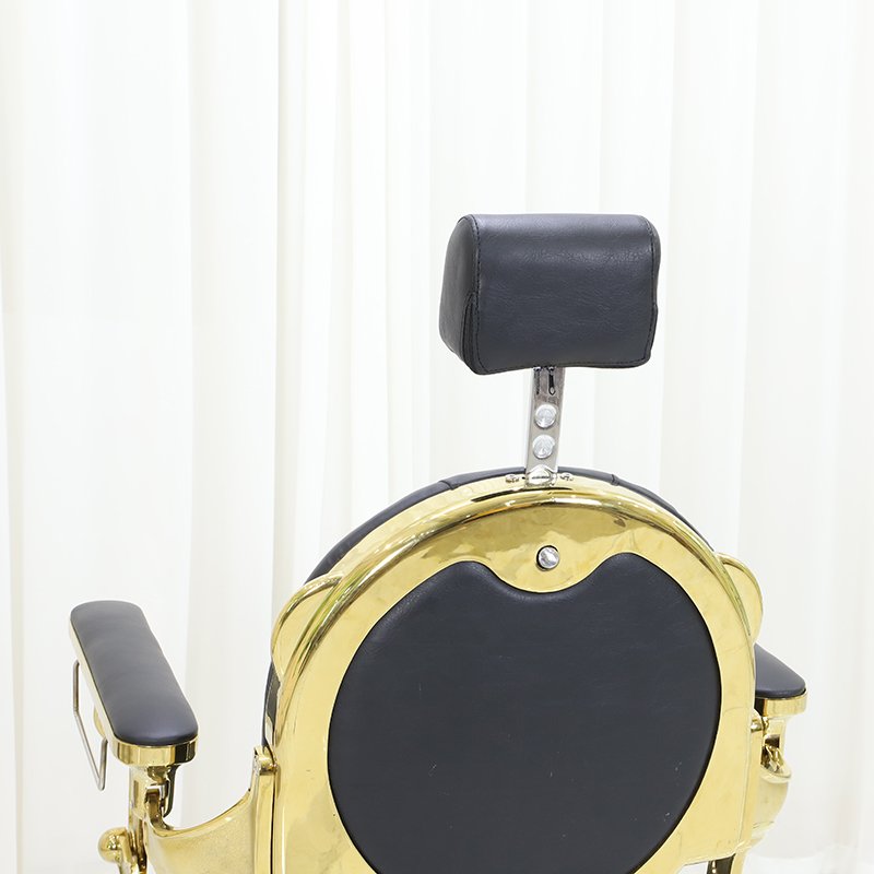 Modern Styling Salon Equipment Black And Gold Recline Vintage Hydraulic Cylinder Barber Chair