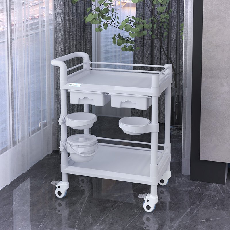 Multi-functional beauty salon spa trolley with bowl dirt bucket drawer Factory wholesale trolley can be customized salon car