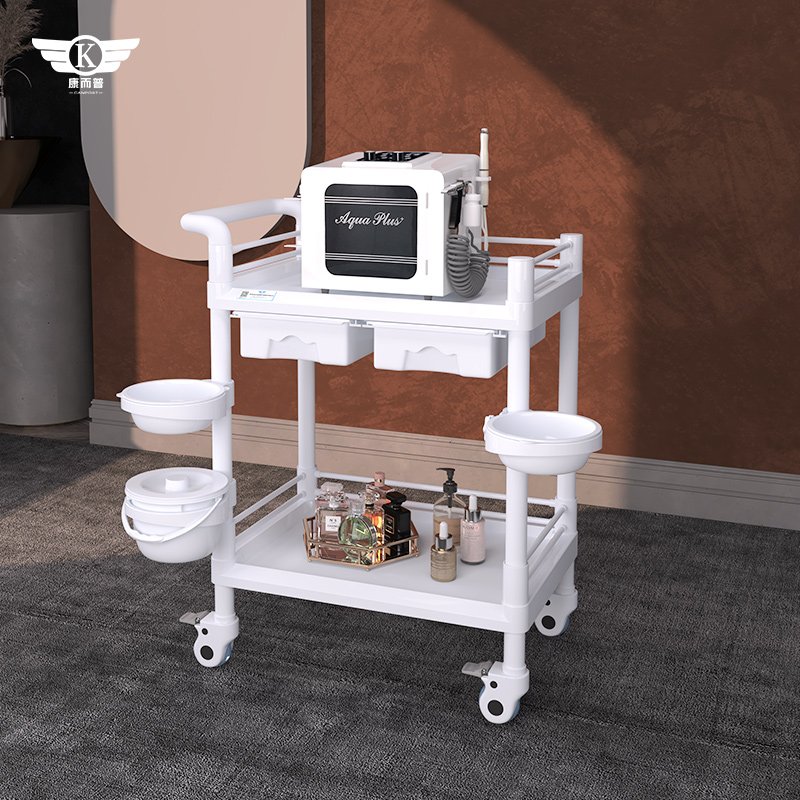 Multi-functional beauty salon spa trolley with bowl dirt bucket drawer Factory wholesale trolley can be customized salon car