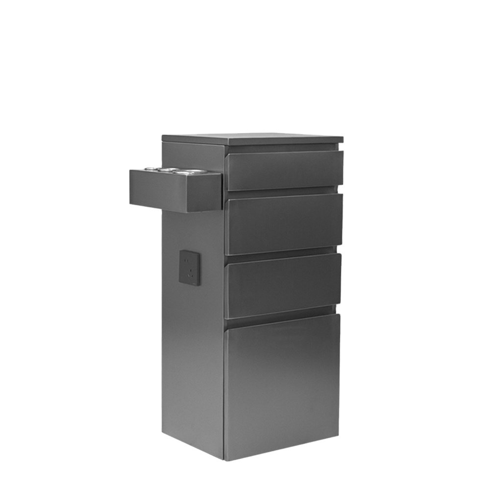 Multifunctional Titanium Black Metal Salon Spa Cart Trolley Titanium Black Salon Furniture on Sale
