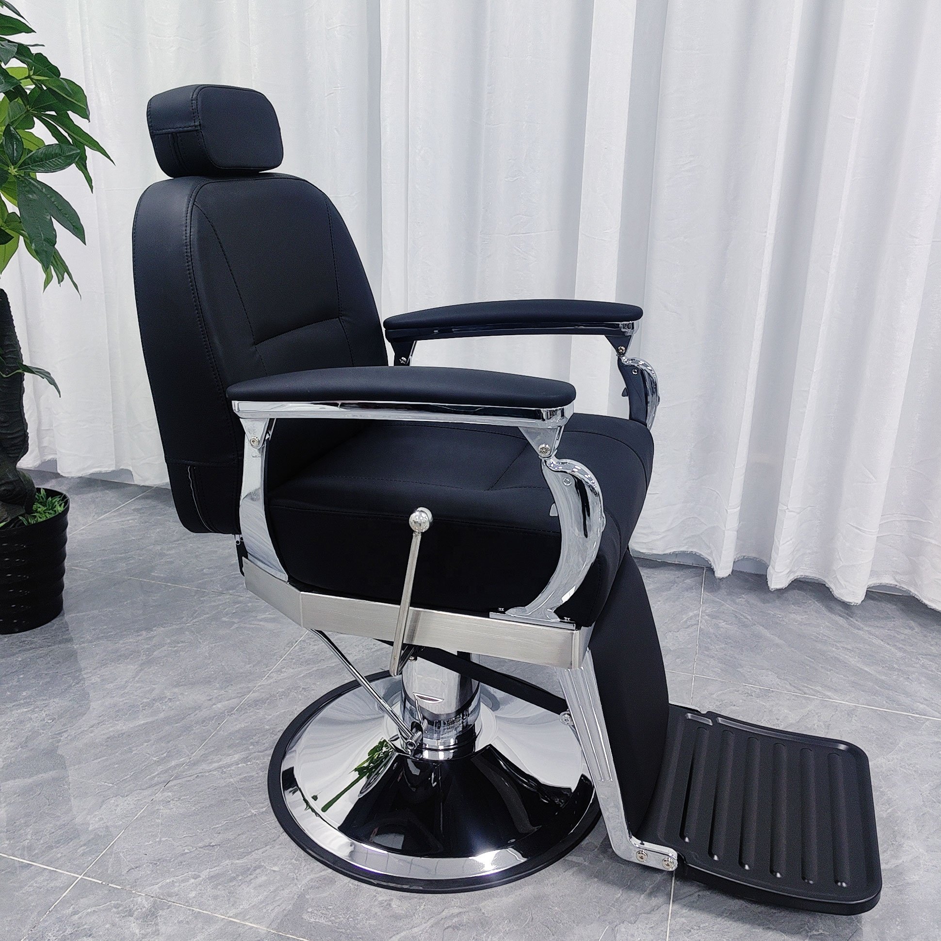 High Quality Black Leather dolphin shaped armrest Portable Barber Shop Salon Barber Chair Middle chair Factory wholesale