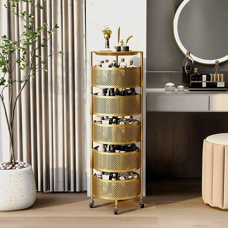 Metal gold spa rolling nail salon organizer hairdressing beauty hair salon trolley cart