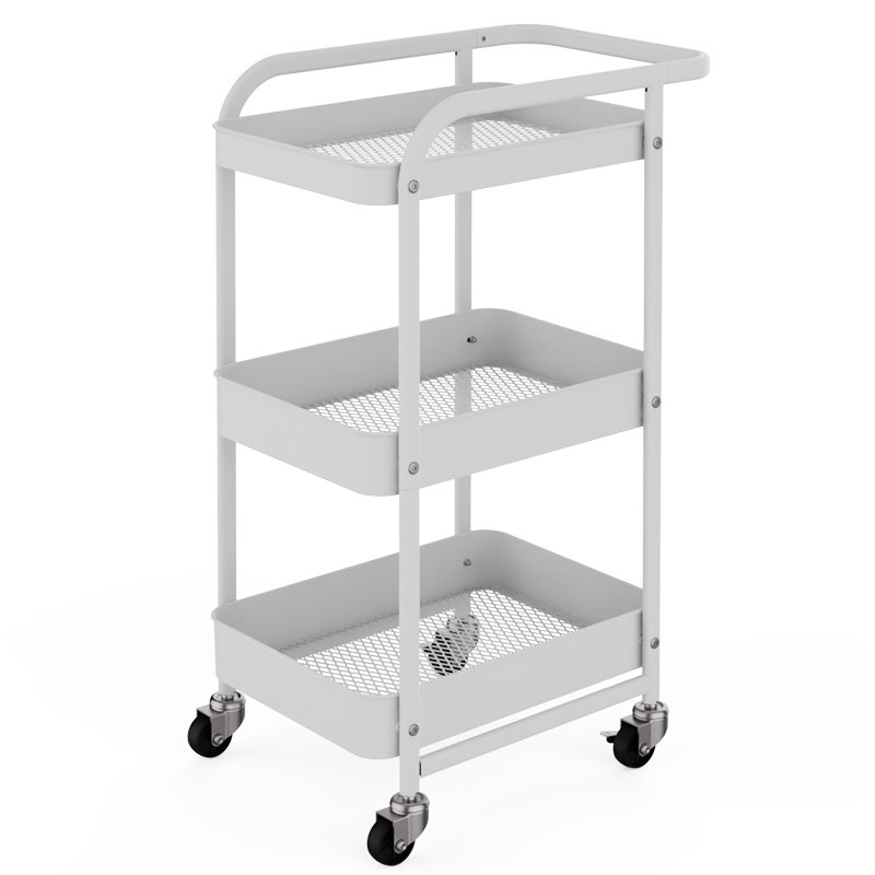 Custom 3 Tier Hotel Salon Makeup Rolling Trolley Bathroom Storage Organizer Craft Storage Cart With Handle And Lockable