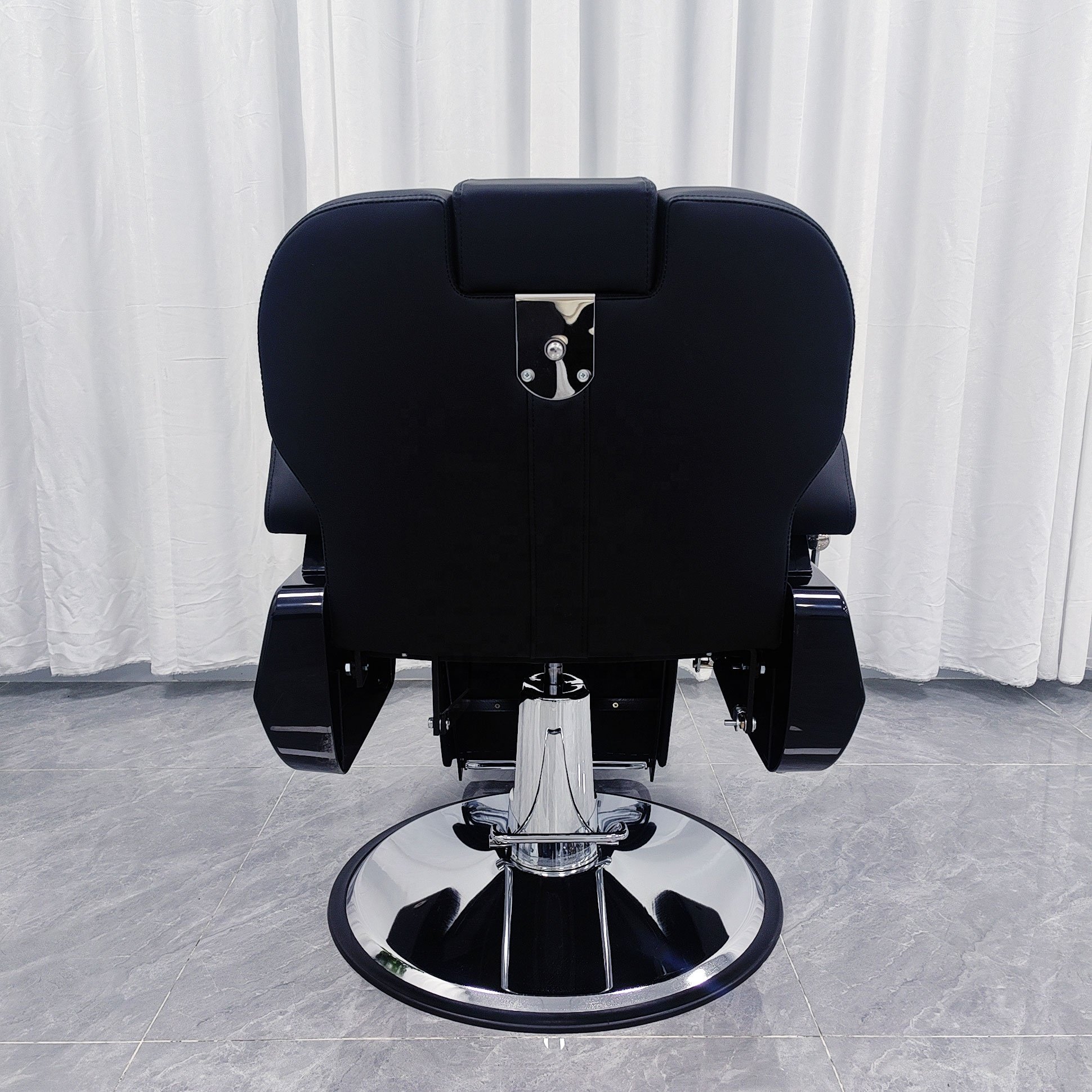 Luxury Antique Heavy Duty Swivel Salon Retro Barber Chair profissional hydraulic pump all black synthetic leather salon chair
