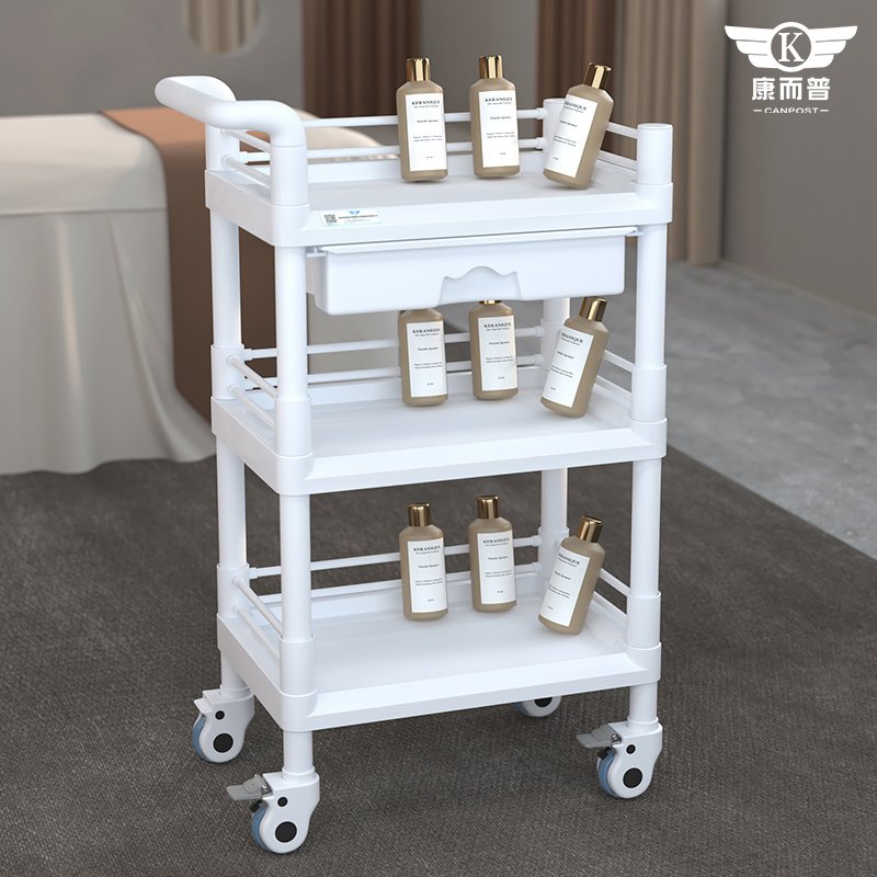 Three-layer multi-functional car beauty salon spa white gray belt universal wheel factory wholesale high quality trolleys