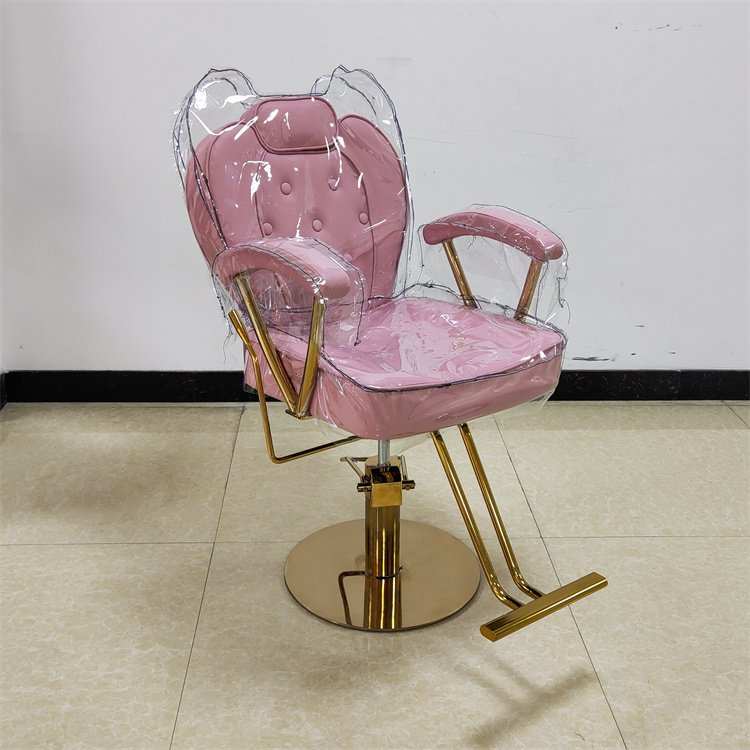Kisen salon furniture manufacturer equipment hydraulic gold pump fancy pink white black green styling barber chair with cover