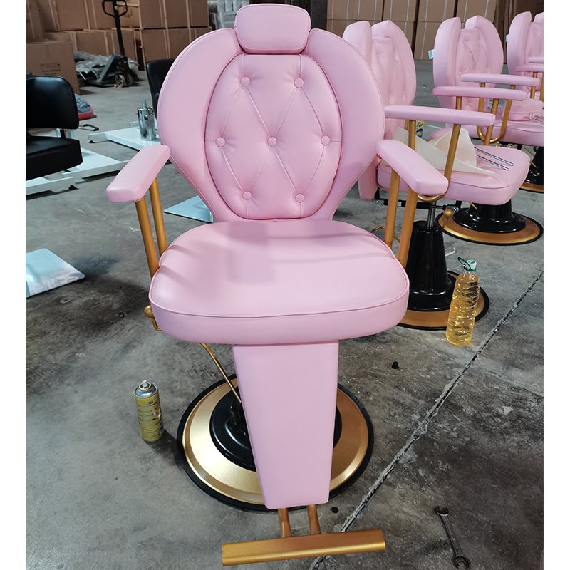 Luxury Beauty Hair Salon Furniture Pink Styling Chair Reclining Hairdressing Barber Chairs For Sales
