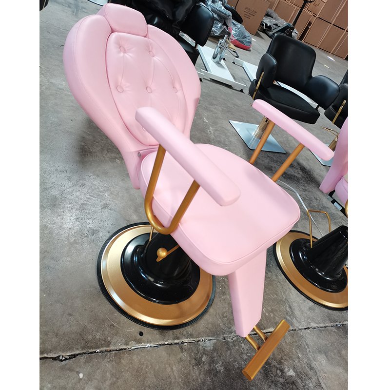 Luxury Beauty Hair Salon Furniture Pink Styling Chair Reclining Hairdressing Barber Chairs For Sales