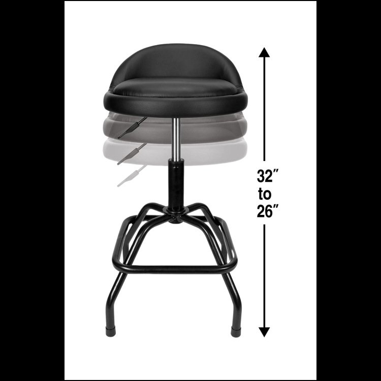 Pneumatic Swivel Luxury Leather Roller Bar Stool Simple And Adjustable Car Repair Work Chair With Back Support