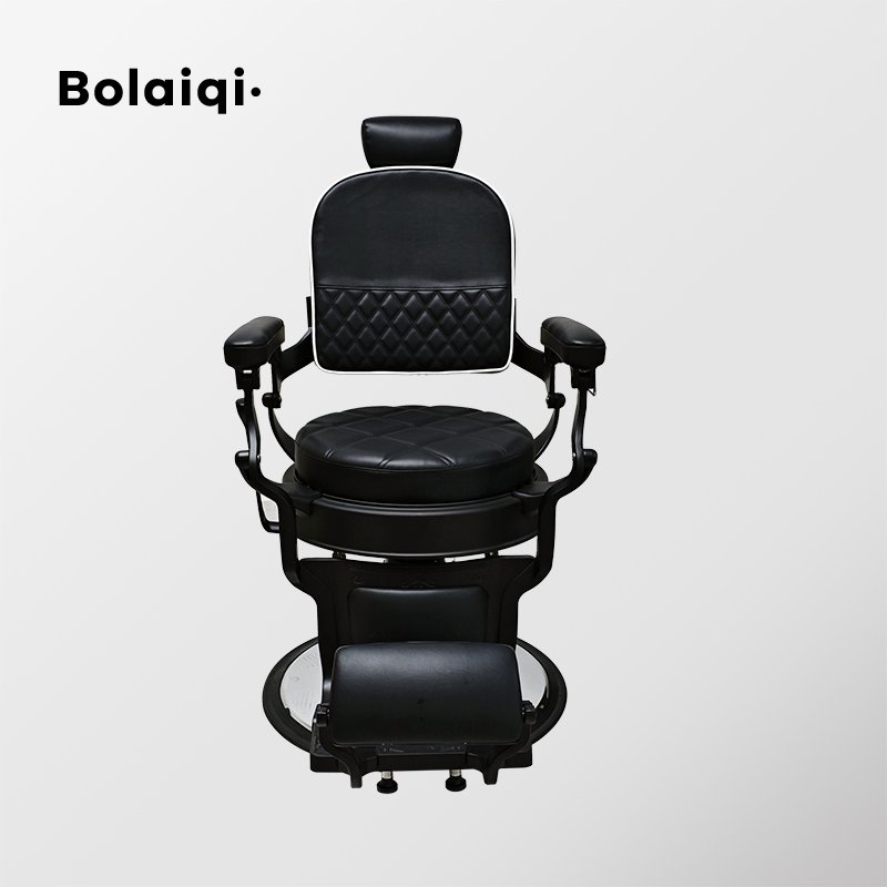 BOLAIQI barber salon shop furniture round seat shaving chair relining backrest black old school barber chair for sale