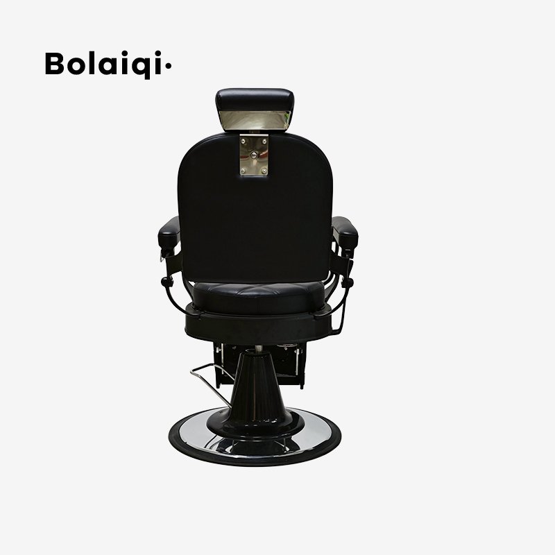 BOLAIQI barber salon shop furniture round seat shaving chair relining backrest black old school barber chair for sale