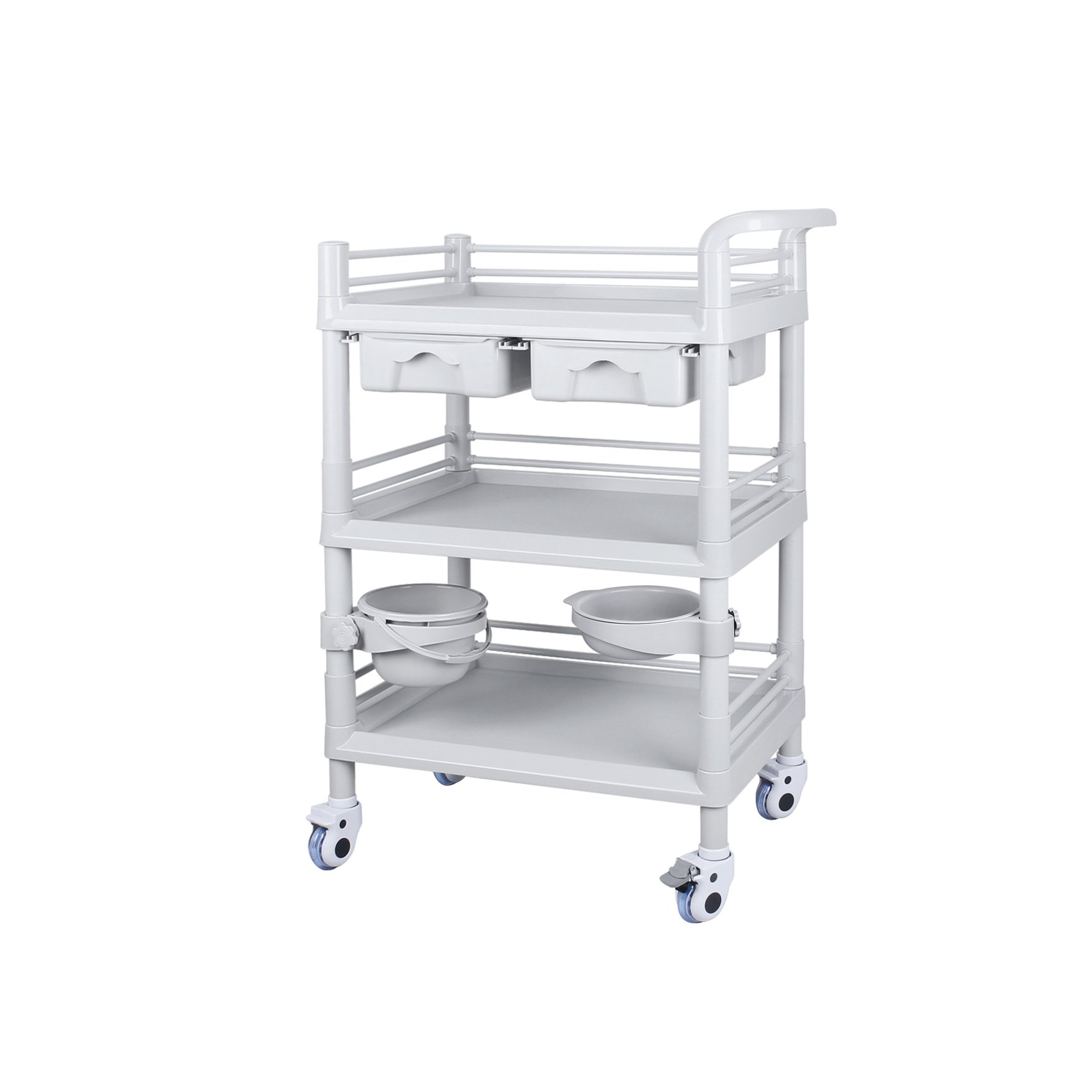 Customized 540x370x930mm Multi-Function ABS Plastic Hospital Cart Medical Stainless Steel Trolley