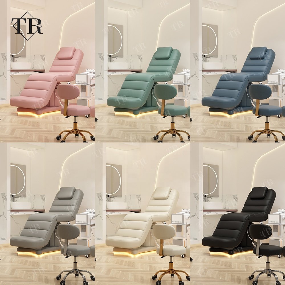 Turri Unique Luxury Curved Aesthetic Lash Extension Bed Eyelashes Bed Lounger Chair Furniture Set with trolley light