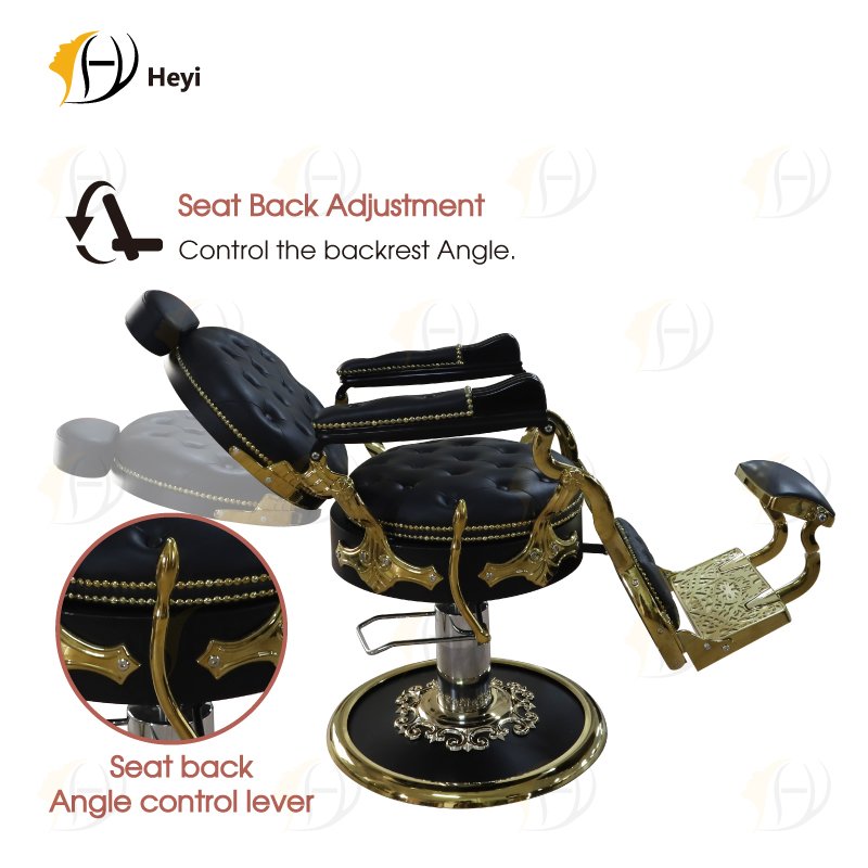 luxury professional portable vintage gold brown hydraulic pump reclining barber shop chair for men