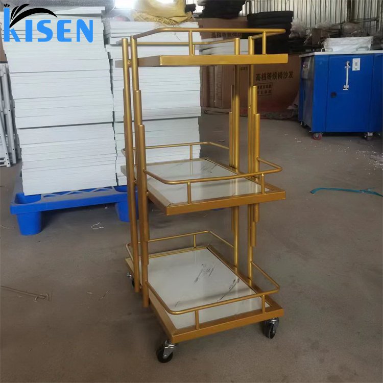 Kisen Popular Barber Shop Modern Rolling Salon Cart Lockable Hair Salon Trolley Facial Spa Beauty Trolleys
