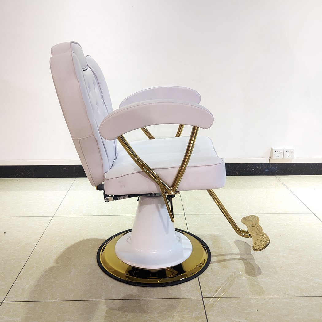 Nordic Retro Design Barbershop Furniture Salon Set Professional Salon Hairdressing Recliner Styling Barber Chair With Gold Base