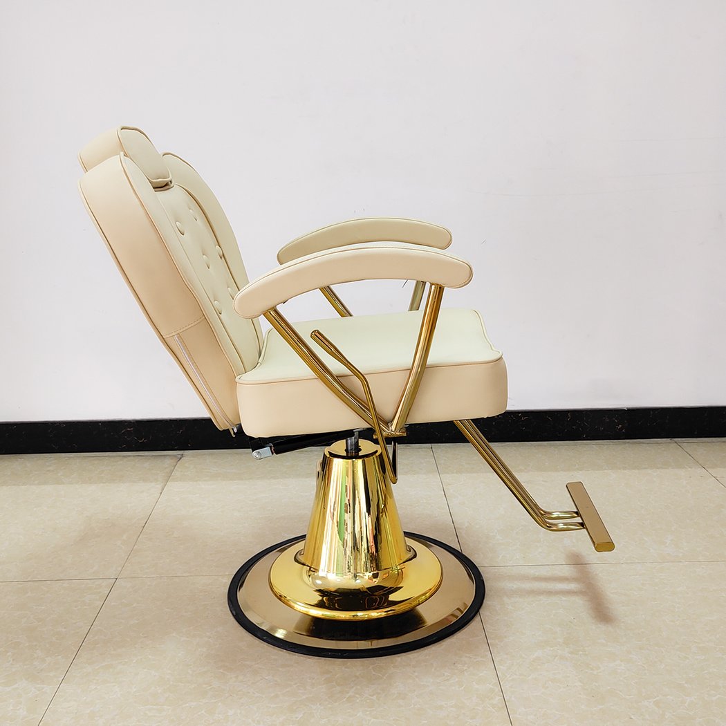 Nordic Retro Design Barbershop Furniture Salon Set Professional Salon Hairdressing Recliner Styling Barber Chair With Gold Base