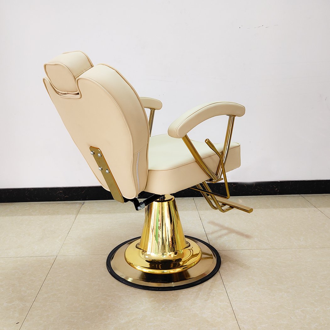 Nordic Retro Design Barbershop Furniture Salon Set Professional Salon Hairdressing Recliner Styling Barber Chair With Gold Base
