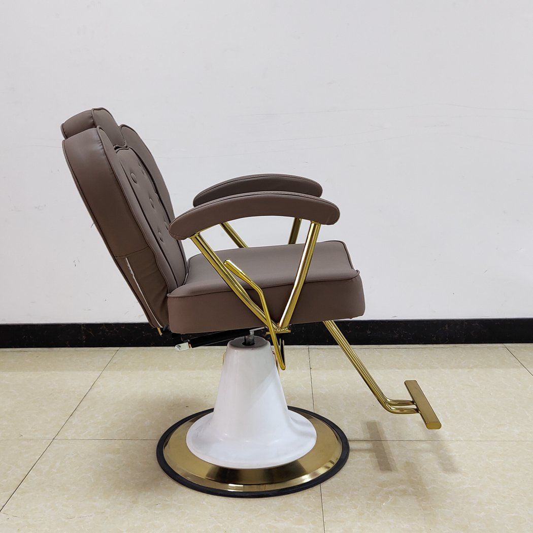Nordic Retro Design Barbershop Furniture Salon Set Professional Salon Hairdressing Recliner Styling Barber Chair With Gold Base