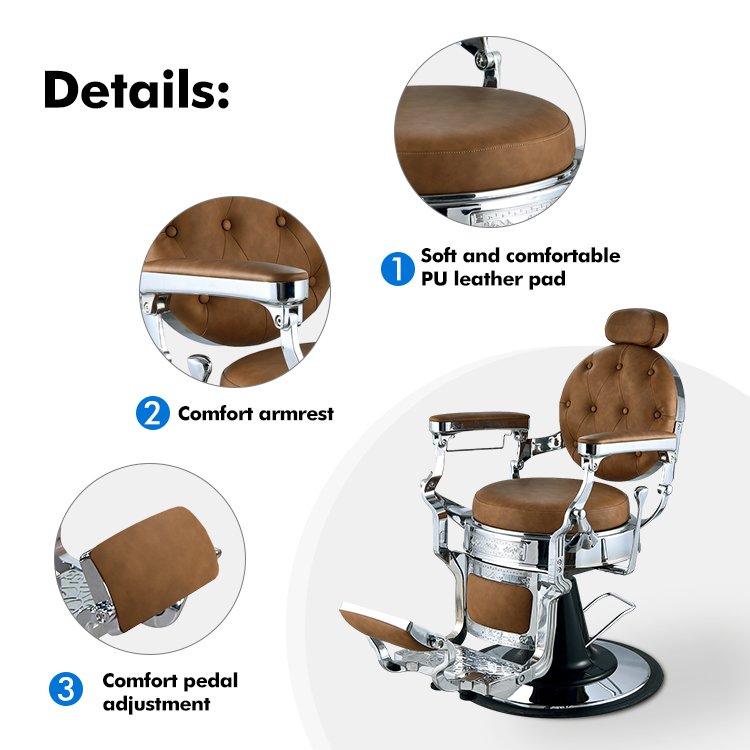 Portable Durable luxury hair salon barber chair wholesale vintage brown salon equipment barber chair