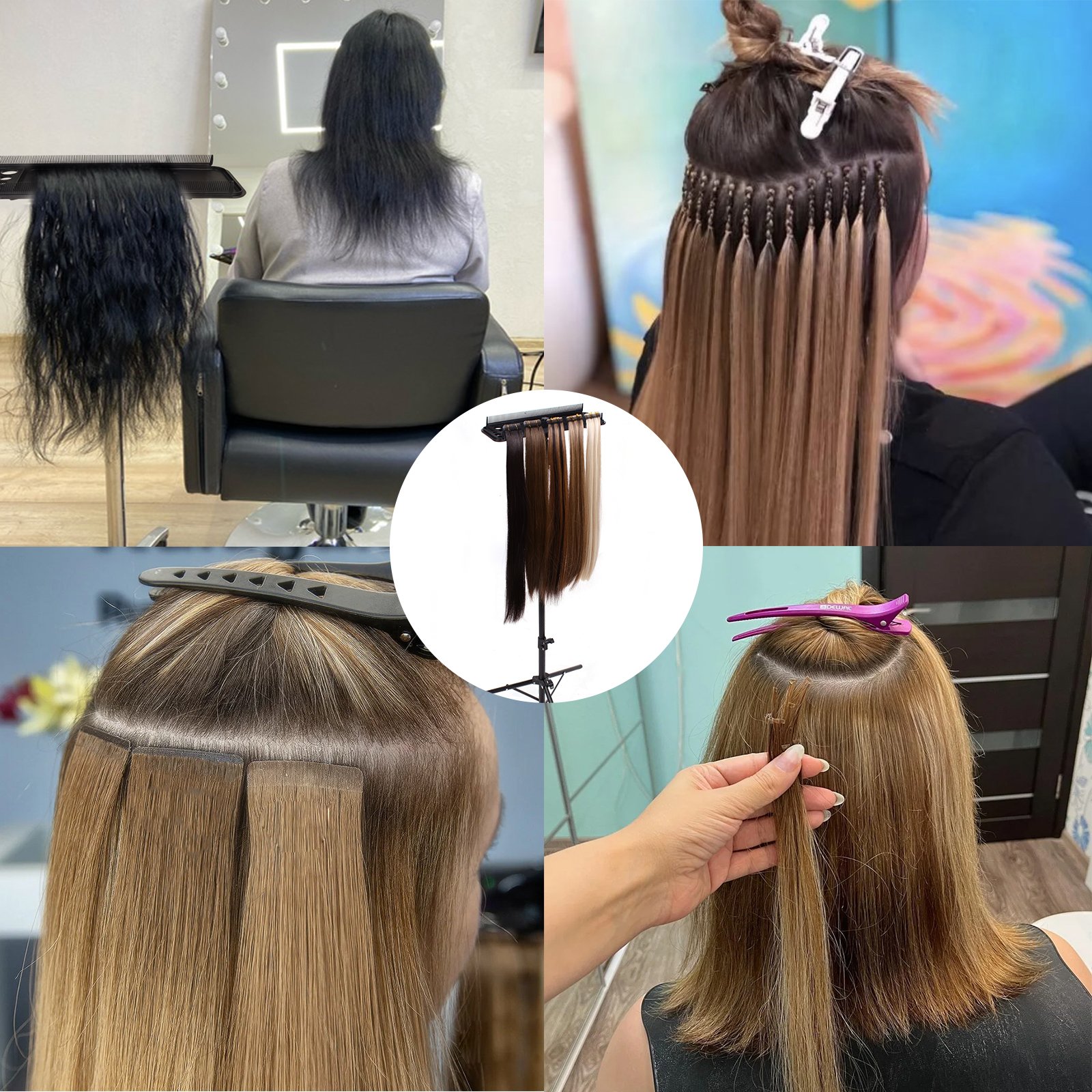 Wholesale Plastic 12 Hole with 2pcs Hair Extension Holder Multifunction Tray for I Tip/Tape Hair Extensions Tools