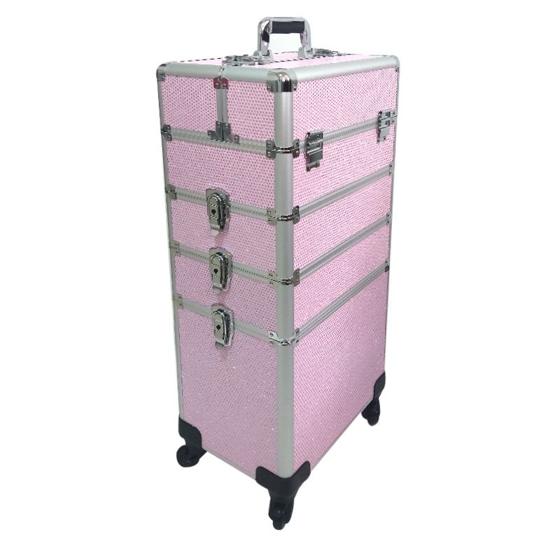 Professional High Quality Four Layer Trolley Makeup Box 2 Colors PU PVC Material Nail Salon Furniture Wholesale