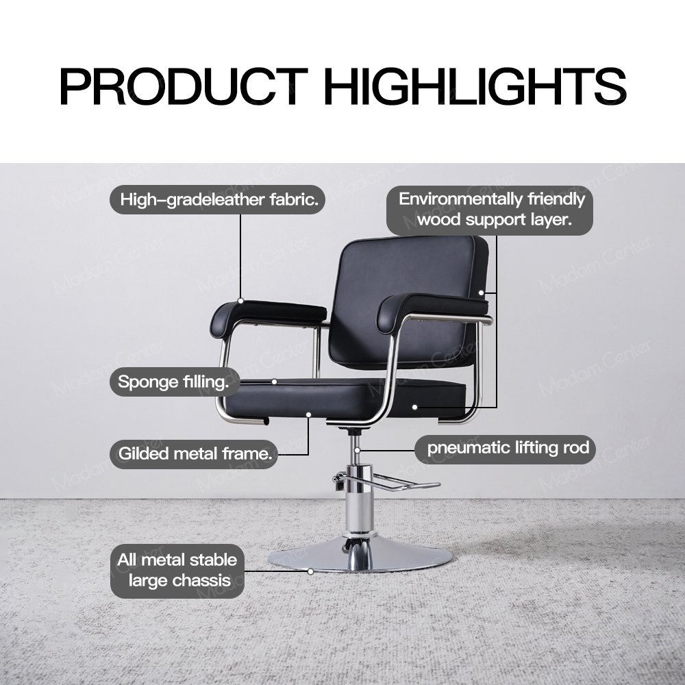Madamcenter Barber Chair Hairdressing Hydraulic Recliner Chair Vintage Hair Salon Barber Hairdressing Shaving Cutting Chair