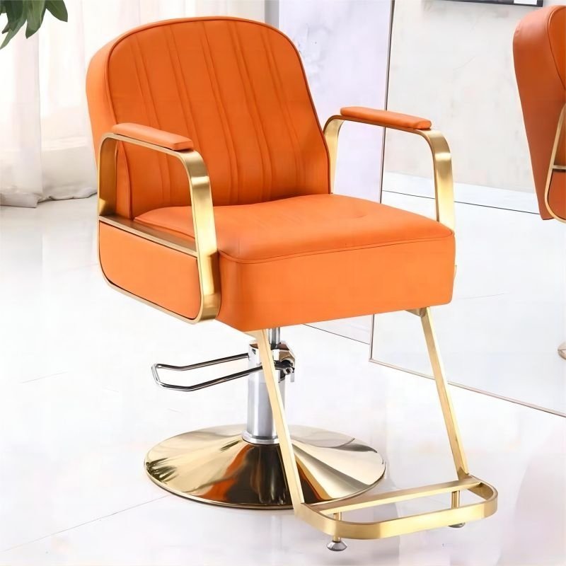 Brown Hairdressing Salon Chair Barber Chairs Modern Synthetic Leather Barber Shop Chairs