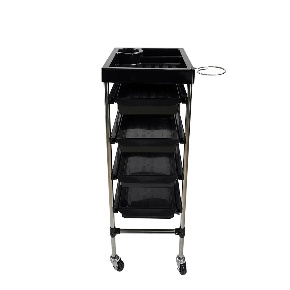Modern design hair salon trolley with plastic storage tray Spa hair trolley for barber store Home living room Gym use