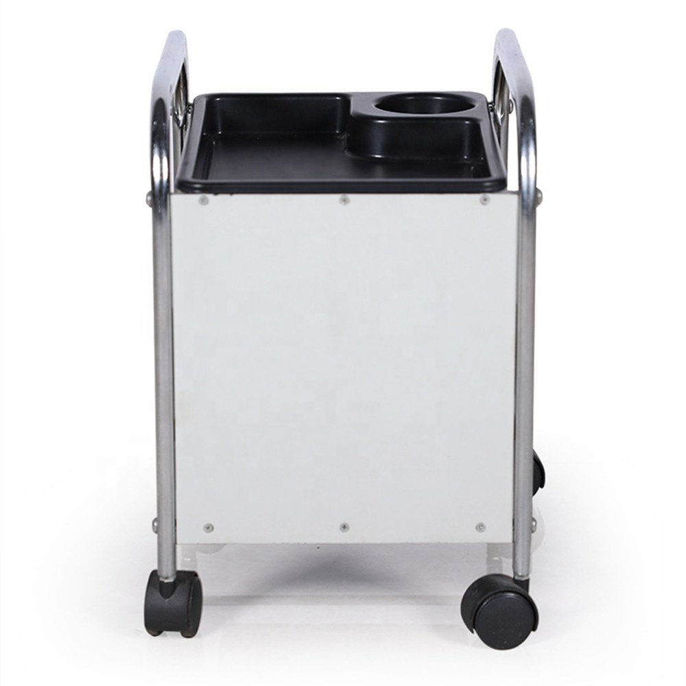 Beauty Spa Salon Equipment Furniture Plastic Black Pedicure Cart Nail Trolley with Wheels