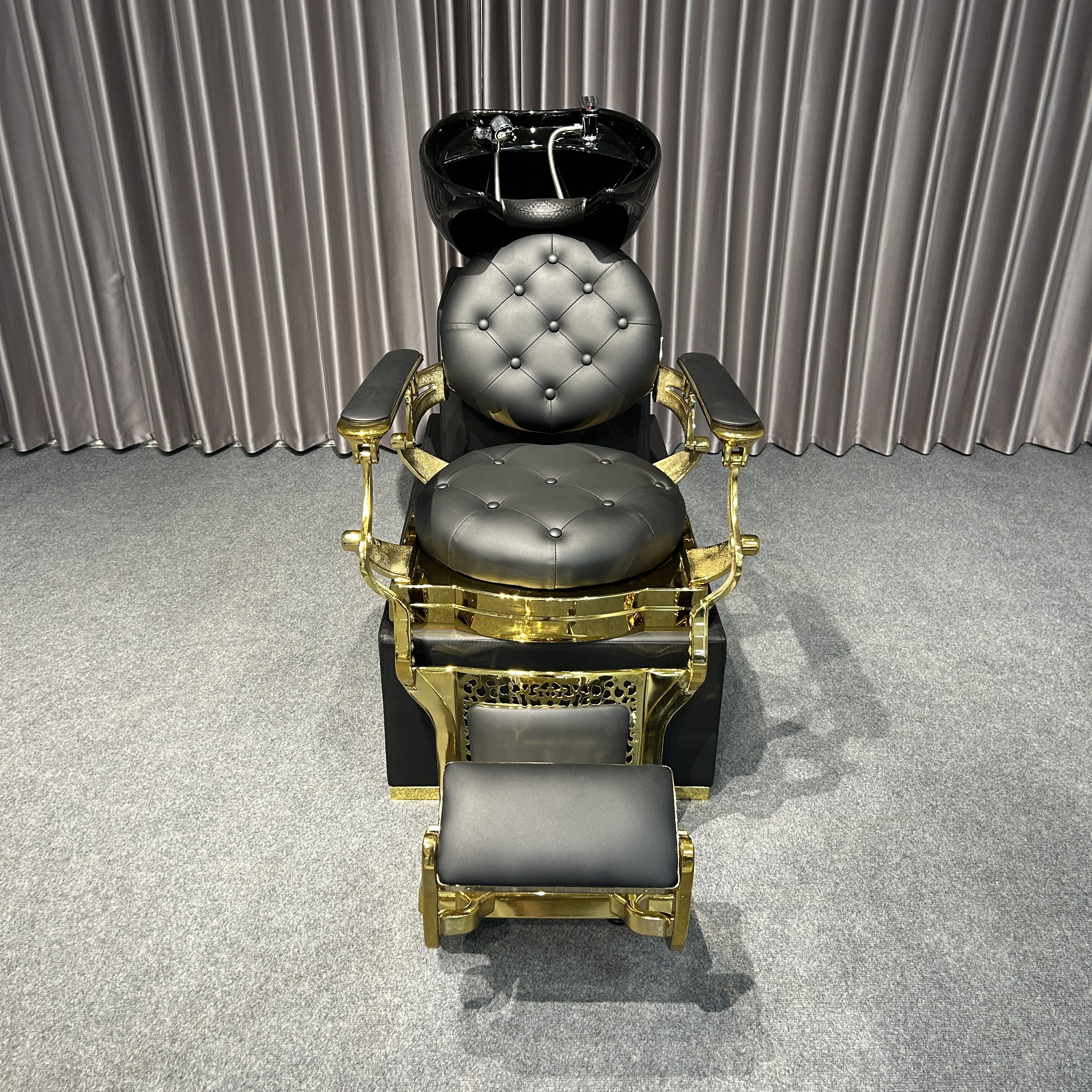 Modern Luxury Hair Salon Barber Chair with Bowl for Men PU Leather Spa Furniture for Barbershop