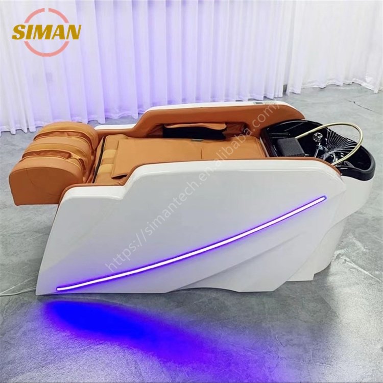 Siman massage shampoo bed spa salon hair washing unit with leg lifting salon equipment optional head therapy and steamer