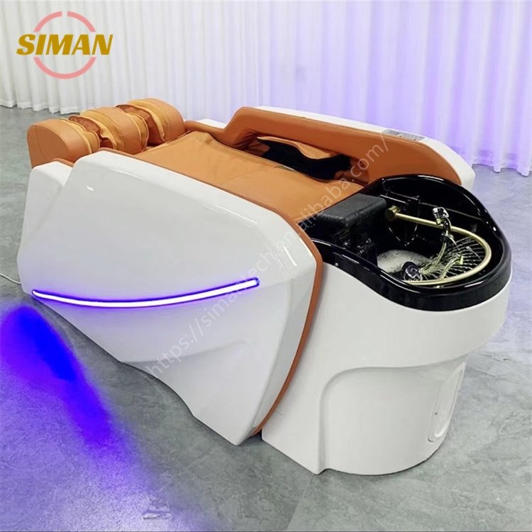 Siman massage shampoo bed spa salon hair washing unit with leg lifting salon equipment optional head therapy and steamer