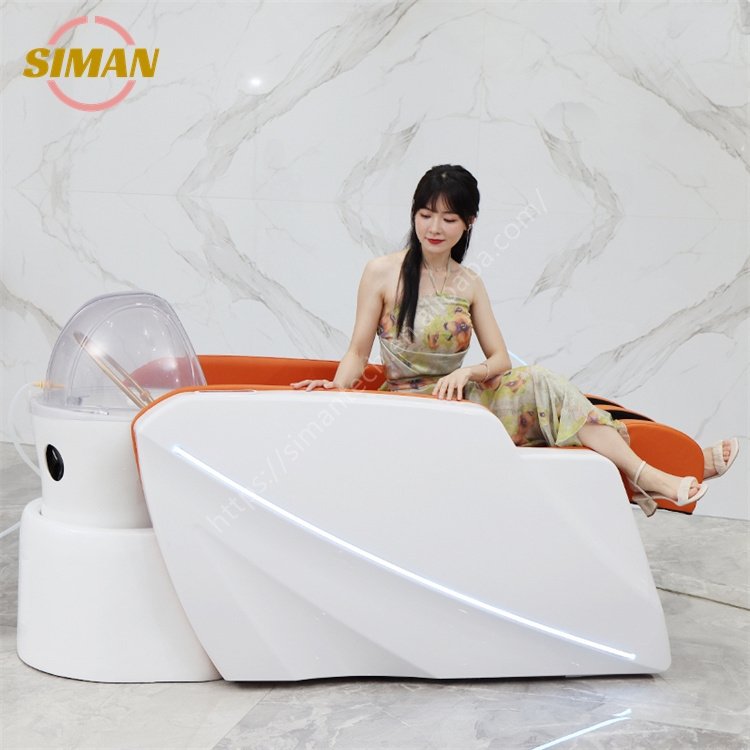 Siman massage shampoo bed spa salon hair washing unit with leg lifting salon equipment optional head therapy and steamer
