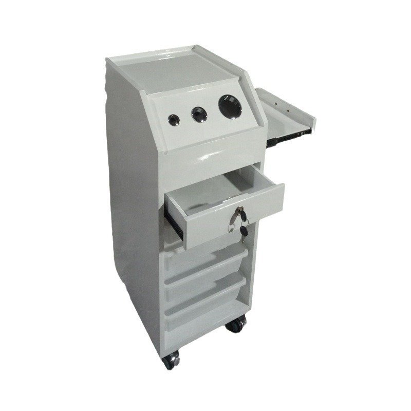 Wholesale 4 Wheels Rolling Carts Salon Trolley White Wooden Working Storage Carts For Hairdressing Beauty Salon