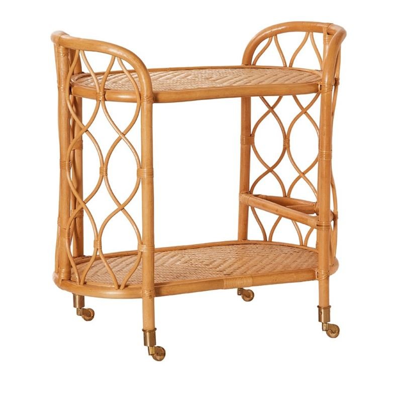 Hot Sale 100% Indonesia Modern MIdcentury Classic Custom Model Rattan Kitchen Restaurant Single Double Low High Trolley Cart