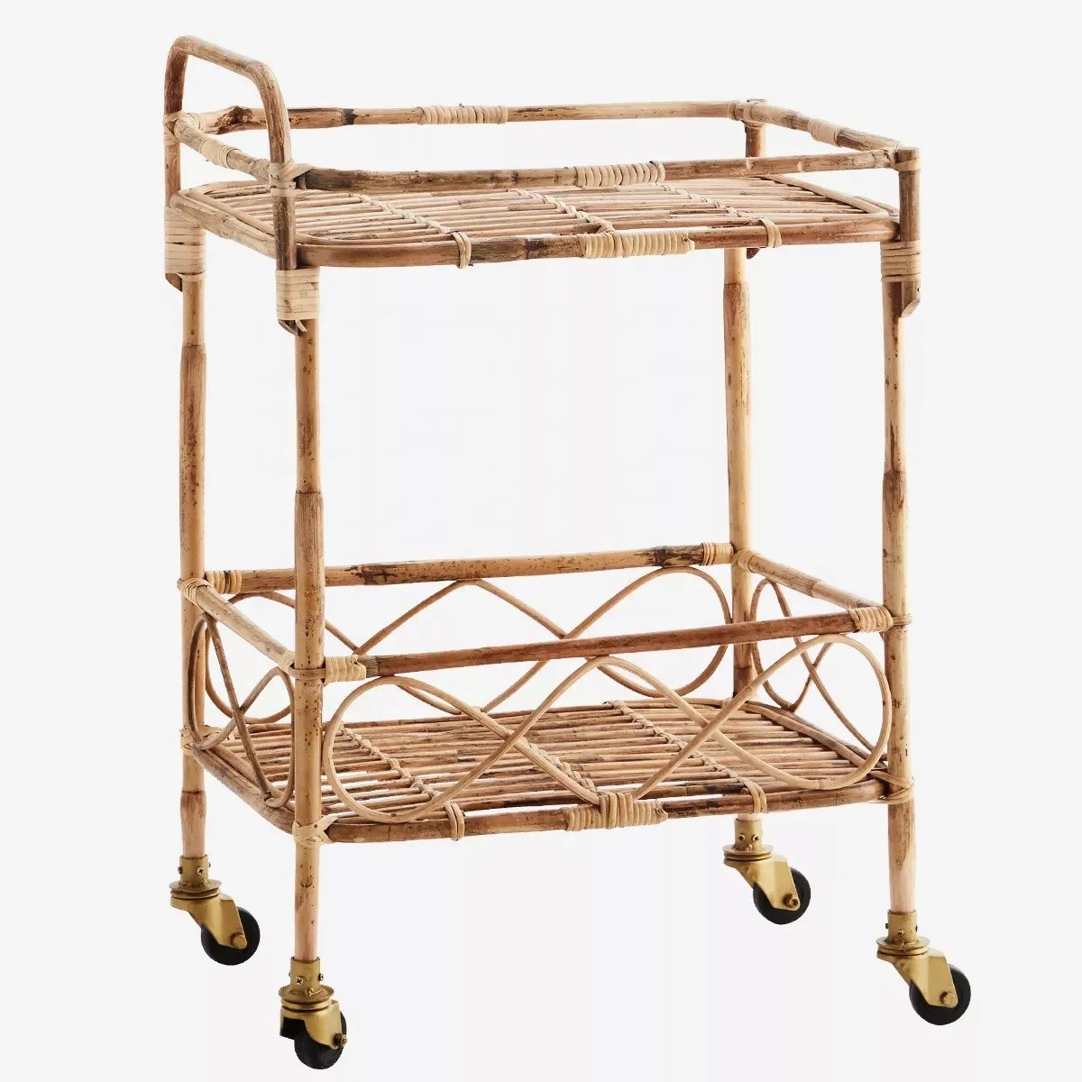 Hot Sale 100% Indonesia Modern MIdcentury Classic Custom Model Rattan Kitchen Restaurant Single Double Low High Trolley Cart