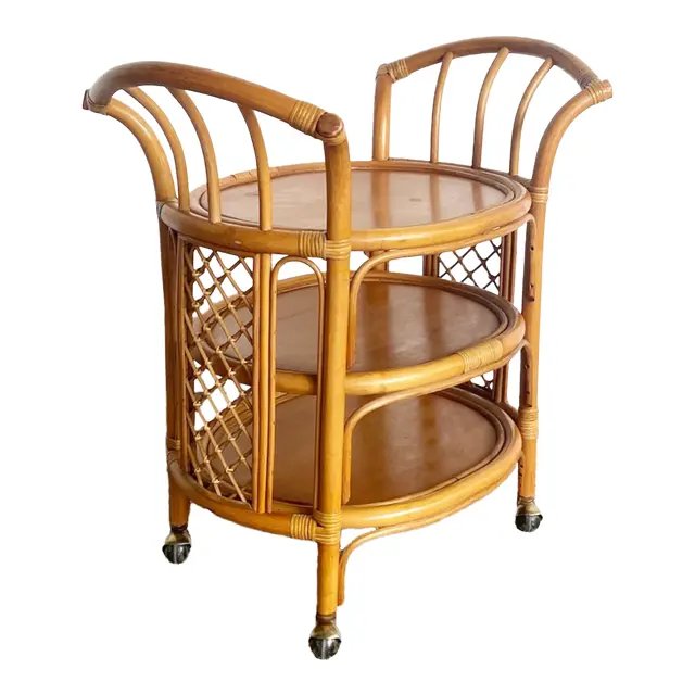 Hot Sale 100% Indonesia Modern MIdcentury Classic Custom Model Rattan Kitchen Restaurant Single Double Low High Trolley Cart