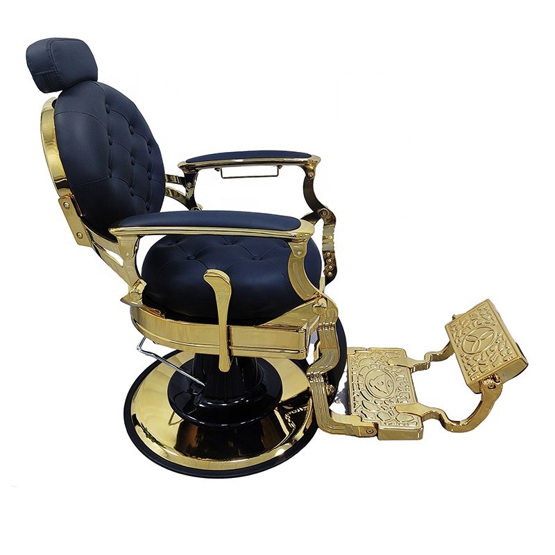 Wholesale modern beauty salon furniture for sale in black and gold recliners and barber chairs luxury barber chair