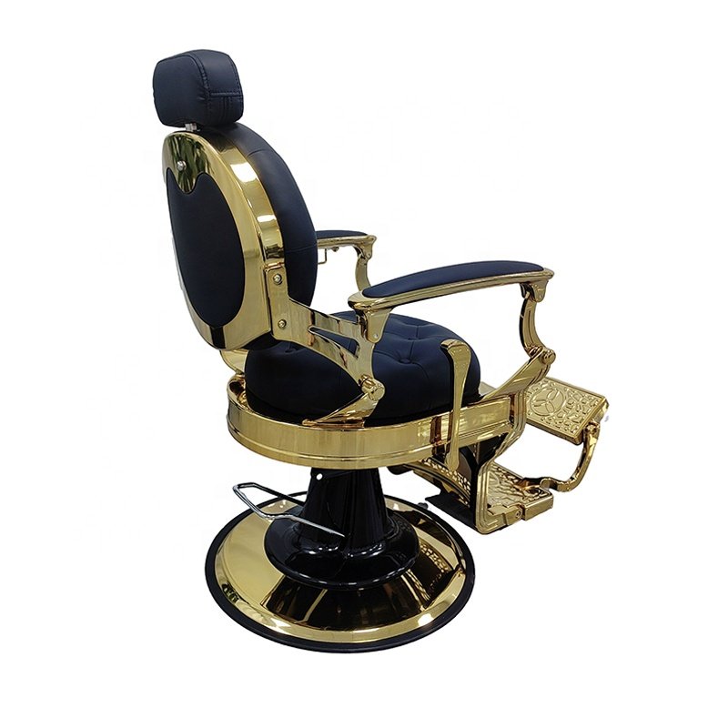Wholesale modern beauty salon furniture for sale in black and gold recliners and barber chairs luxury barber chair