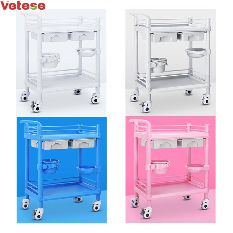 Medical Hospital Trolley Cart Strong Bearing Force Noiseless Trundle Dental Clinic Furniture Premium ABS Plastic Brake 5 Years