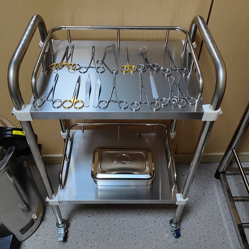 Medical Cart Stainless Steel Treatment Cart Hospital Storage Rack Small Cart Beauty Salon Medical Mobile Trolley Storage