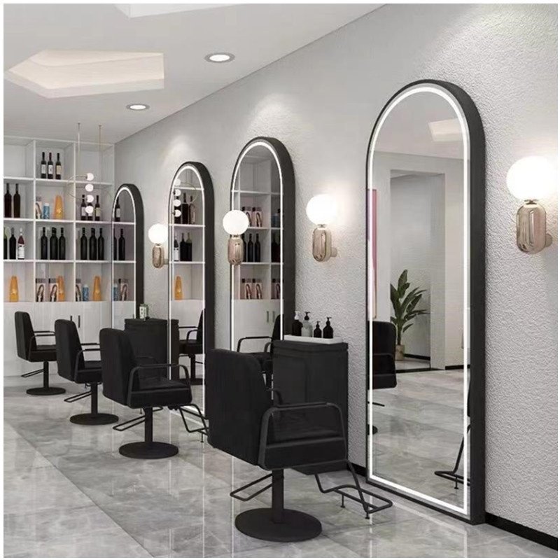 MS088 Hot sale gold shape barber shop furniture wall decoration luminous bipolar mirror
