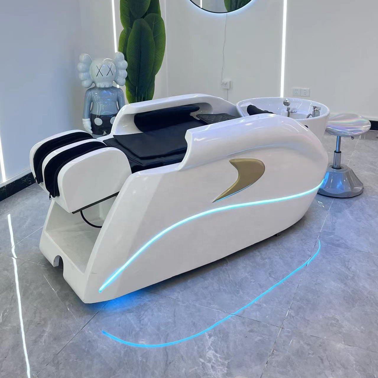 Factory Barbers Salon Chairs Electric Head Spa Beauty Table luxurious lay down washing salon shampoo chair Shampoo Massage Bed