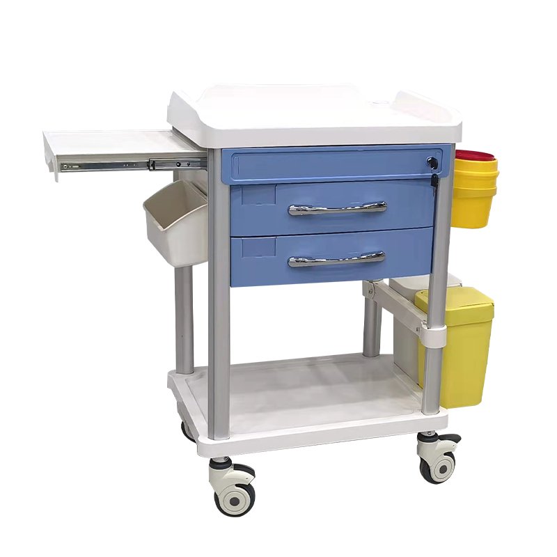 Medical Use Emergency Cart ABS Engineering Plastic Structure Emergency Trolley With Drawers