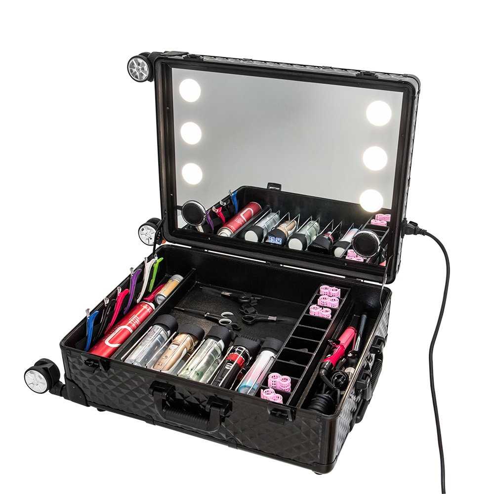 Customized Aluminum Professional Tool Barber Case trolley rolling Wheels Salon Barber Case Barber Tool Case With lock & trolley