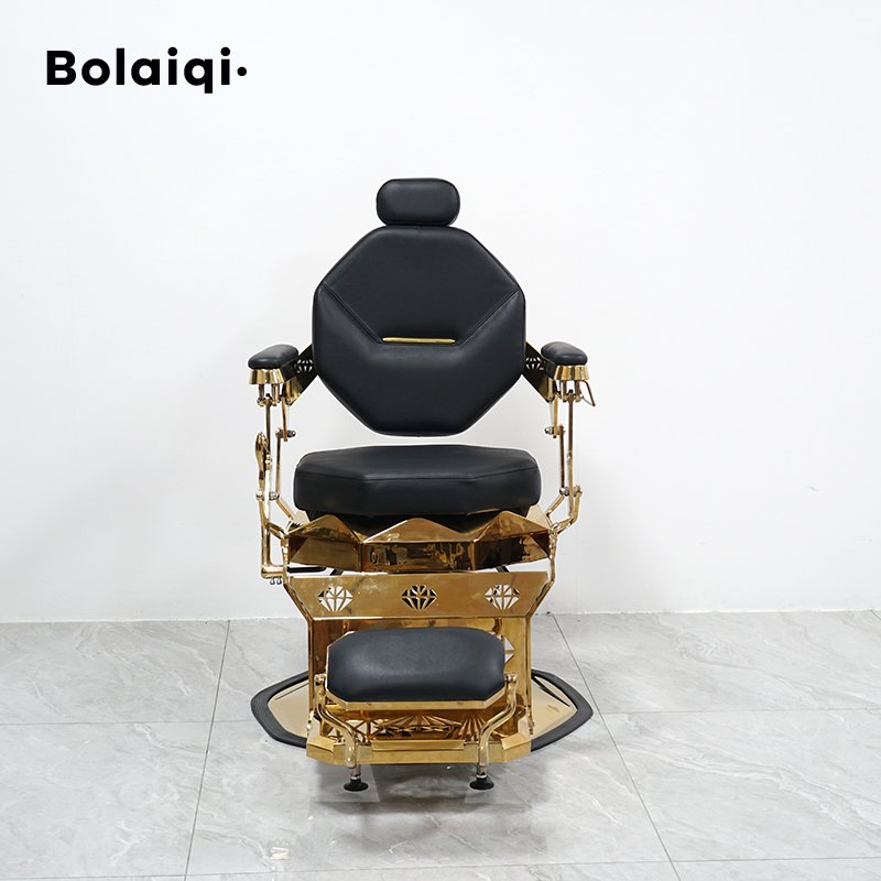 BOLAIQI modern barber golden shaving chair barber black salon chairs swivel luxurious gold barber chairs