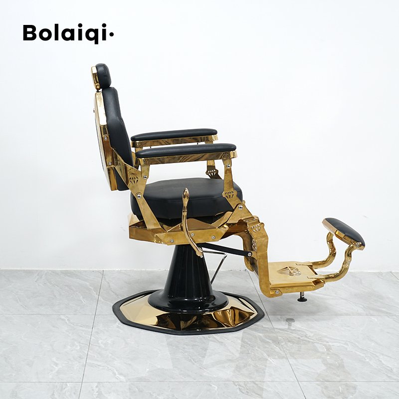 BOLAIQI modern barber golden shaving chair barber black salon chairs swivel luxurious gold barber chairs